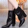 Pointed Toe Women Snow Ankle Boots New High Heels Leather Shoes Brand Fashion Winter 2025 Trend Goth Chelsea Chunky Botas Mujer