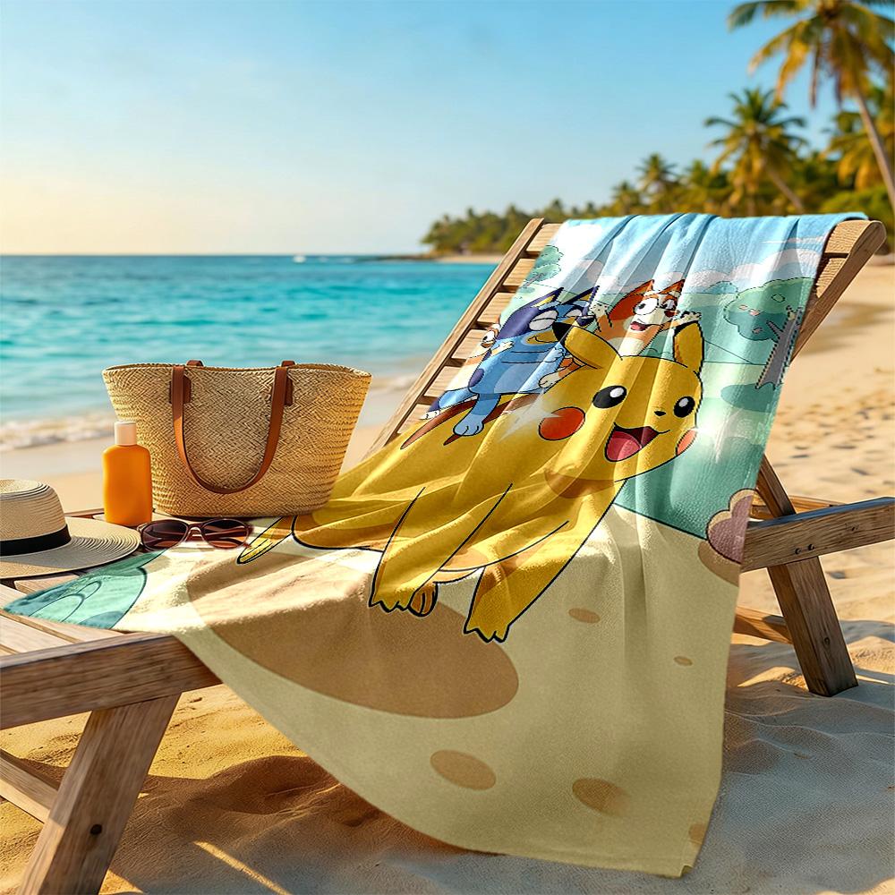Bluey Beach Towel Quick-Dry Soft Microfiber Comfortable Lightweight