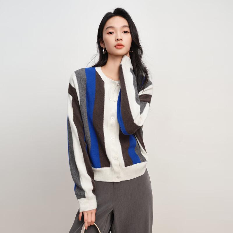 Elva' Island Women's Striped Long Sleeve Knit Cardigan