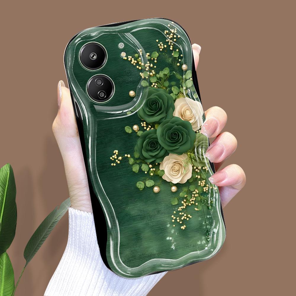 Cute Cartoon Pattern Cream Texture Casing Wavy Edge Soft Silicone Cover Phone Case for Xiaomi Redmi