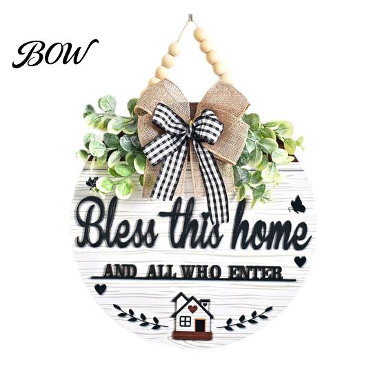 Weather Resistant Door Decor Welcome Sign for Front Porch, Round Wooden Hanging Wreath Alternatives Plaque, Rustic Farmhouse Hanger, Thoughtful Gifts