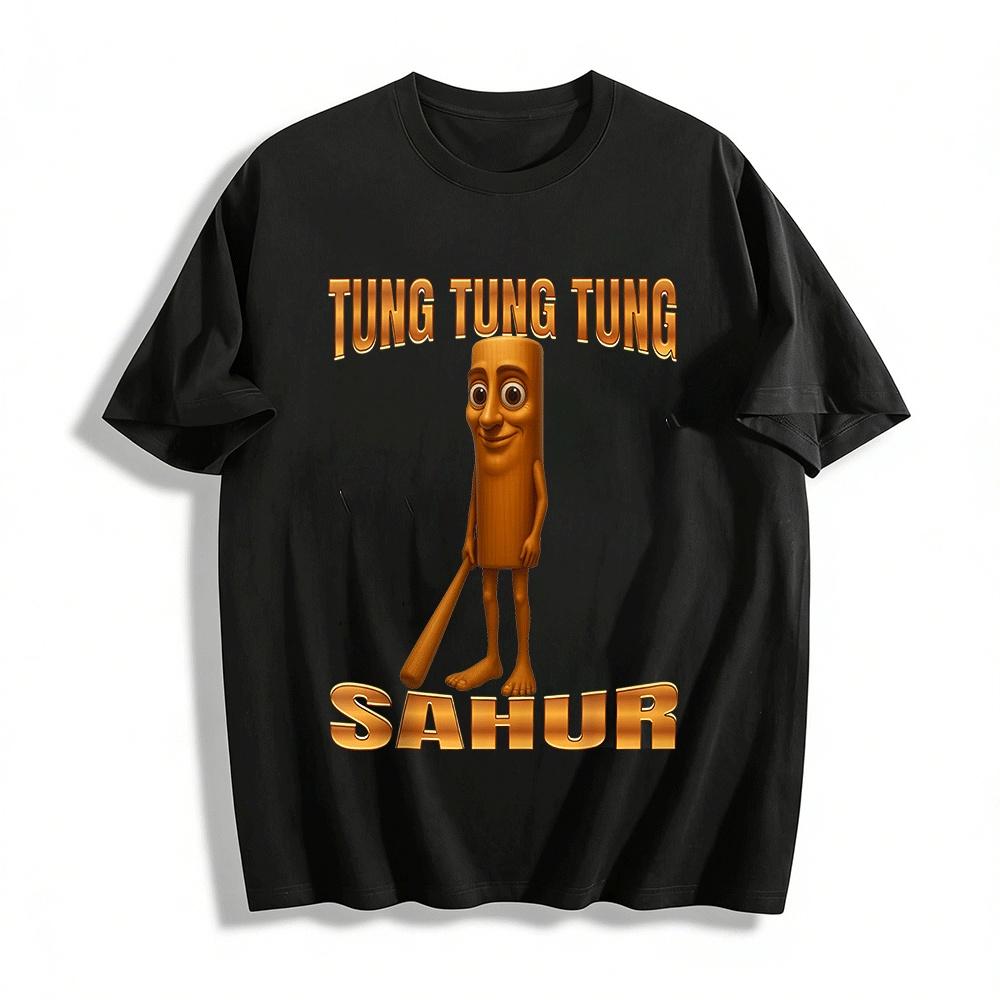 Funny Tung Tung Tung Sahur Cartoon Print Casual T-Shirt Pure cotton T-shirt XXS