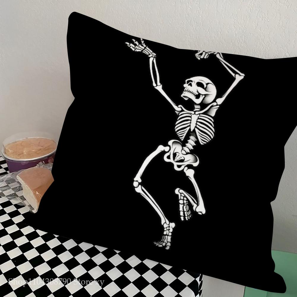 1pc Anatomical Skeleton Chalkboard Pillow Case Square Bedroom Sofa Leisure Comfort Cushion Car Living Room Home Decoration