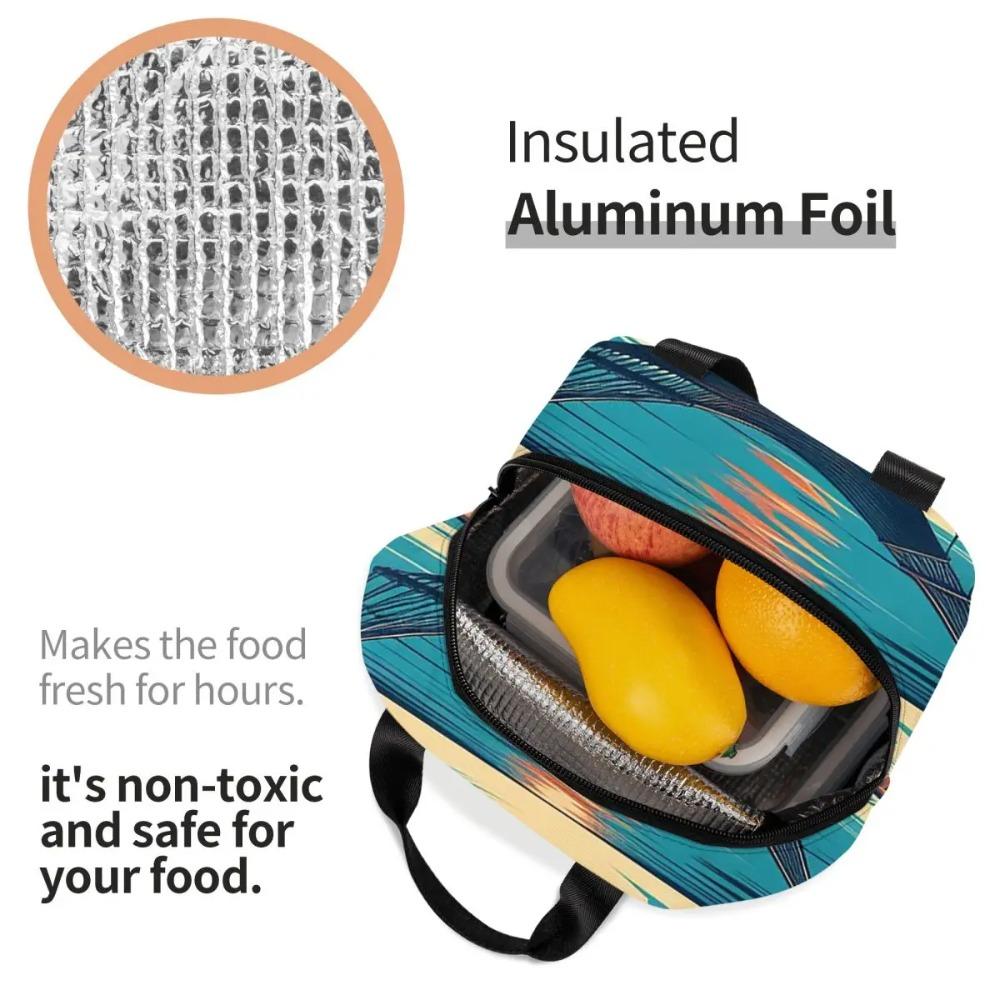 Beach Hammock Pattern Insulated Lunch Bag for Women Kids Portable Food Boxes Thermal Lunch Box Tote