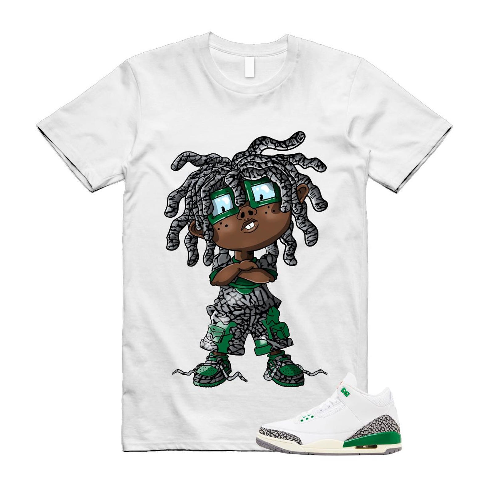 3 Lucky Green White Cement Grey T Shirt Match CHONGO XL