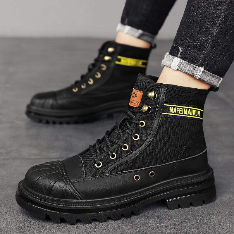 Martin Boots Men's High Top 2025 Spring New Thick-soled Canvas Casual Boots Men's Tooling Versatile Locomotive Short Boots