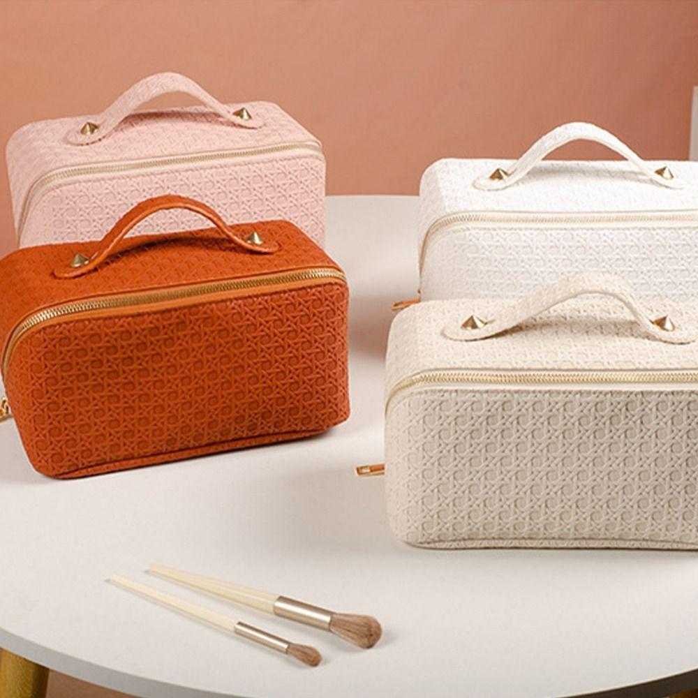Partition Design Travel Makeup Case Pu Leather Ladies Storage Bag Female Clutch Purse  Toiletry Bag