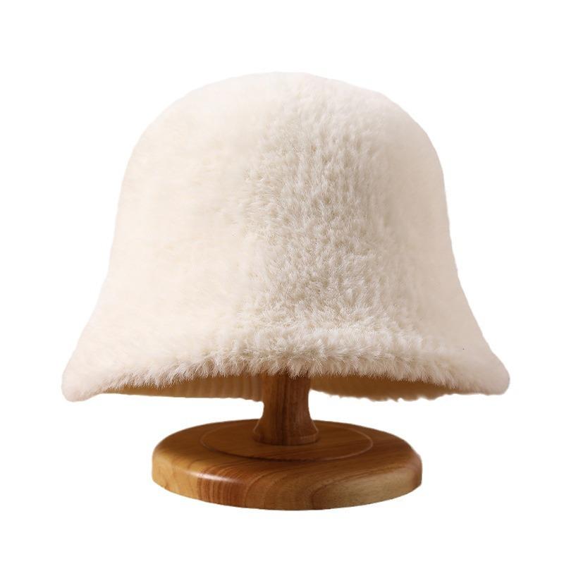 Hat Women's Winter Plush Bucket Hat Warm Imitation Mink Fashion Versatile Bucket Hat
