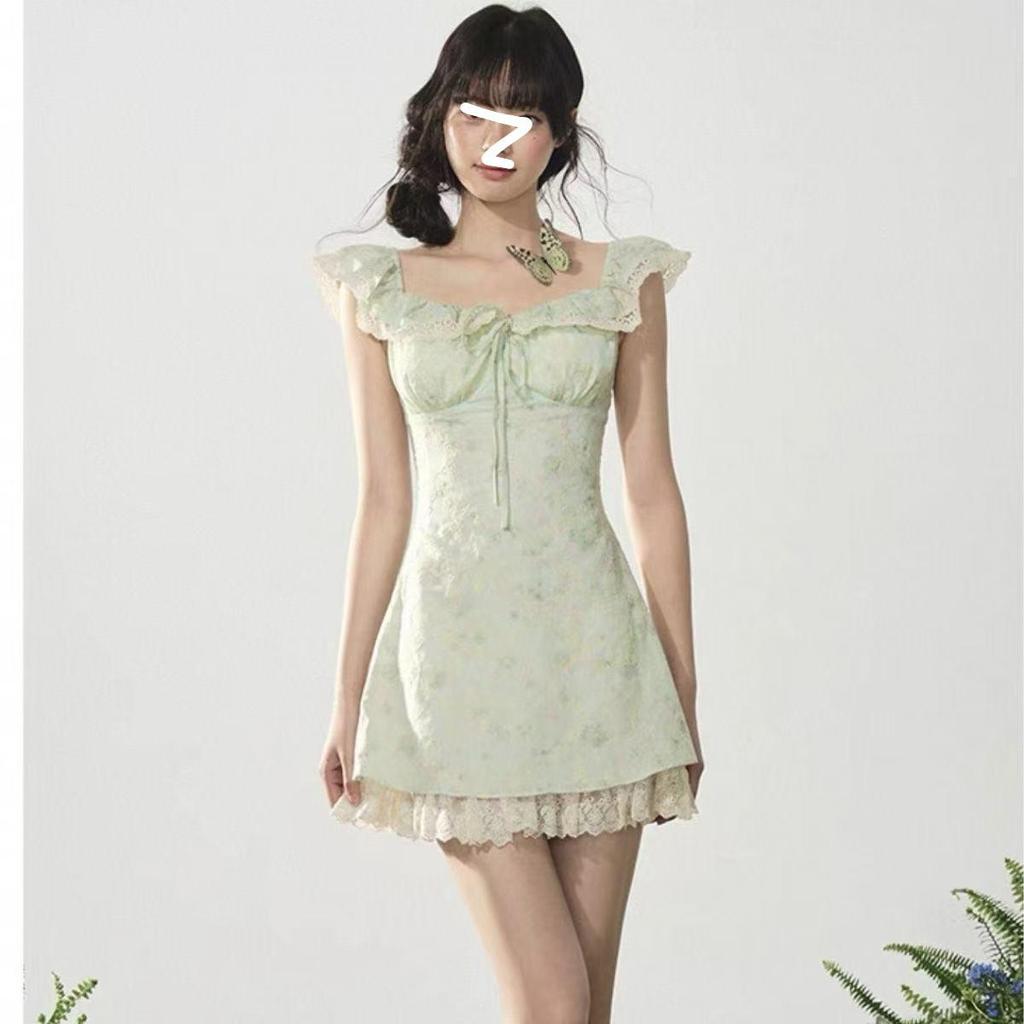 Women's Summer Sweet Puff Sleeve Off-Shoulder Top & Skirt Casual Beach Dress