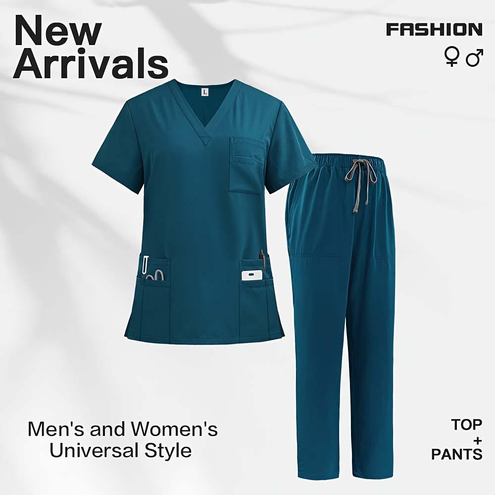 Four-Way Stretch Quick-Dry Elastic Uniform Set for Nurses and Salon Workers