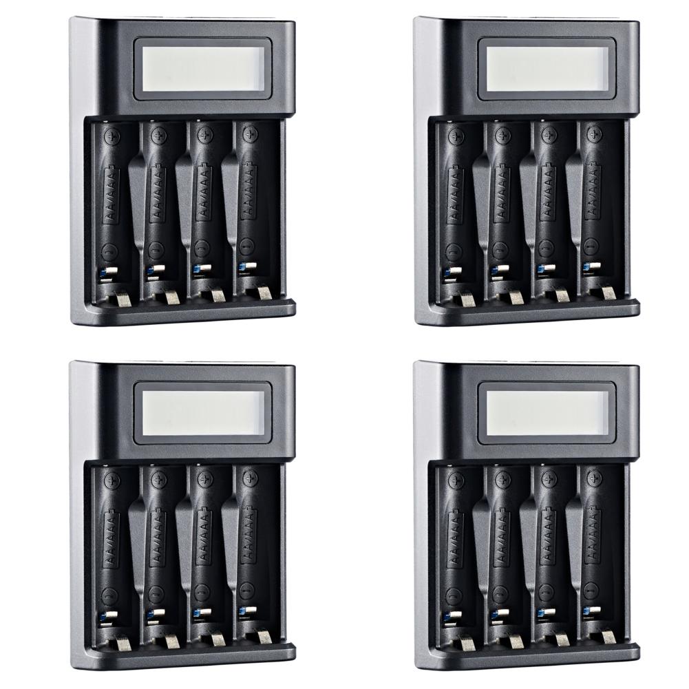 

uk* 4 Slots LCD Display AA AAA Battery Charger USB Input for NI-MH/NI-CD AA AAA