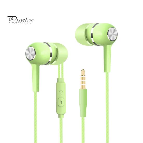 

S12 Универсальные проводные наушники 3,5 мм с микрофоном для телефона Button Control зелёный