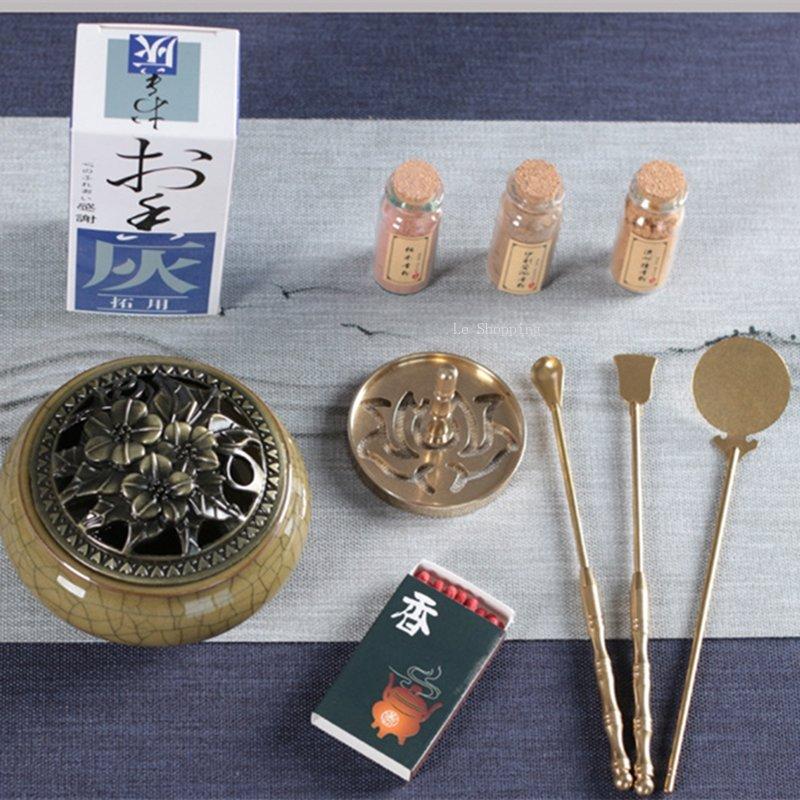 10pcs Incense Road Gift Box Set DIY Introductory Pure Copper Air Incense Burner Incense Home Use Natural Sandalwood Powder Seal