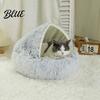Puppy Sleeping Bed Dog Winter Semi-Enclosed Indoor Plush Pet Round Hooded Small Cat Cave Warm
