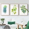 Nordic Watercolour Plant Wall Art Canvas Painting Green Leaf Poster Print Minimalist Wall Picture for Living Room Home Decor