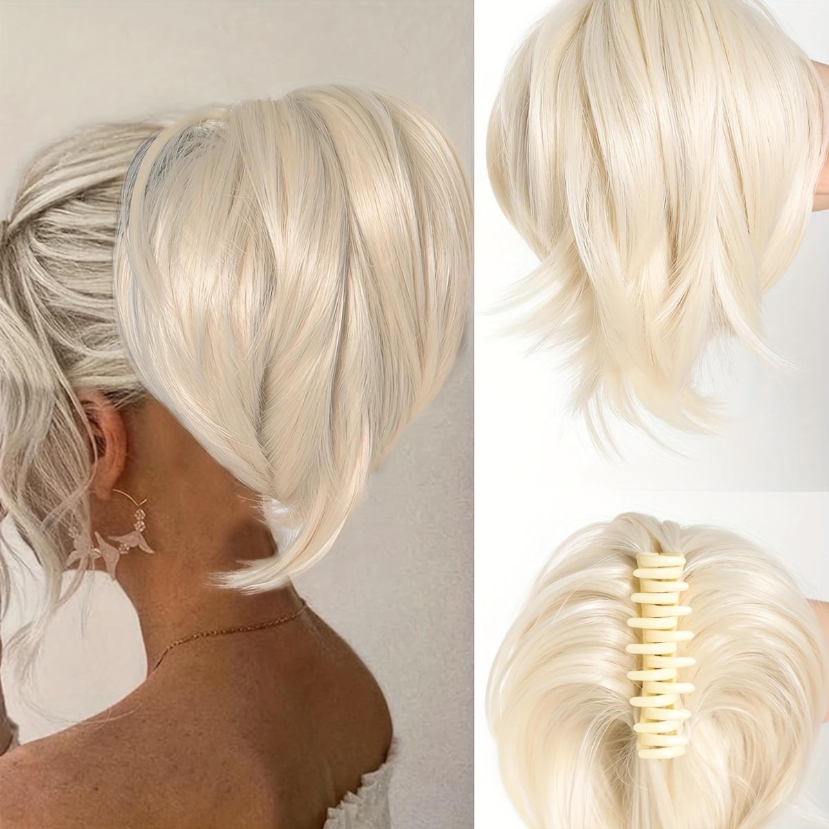 

10-дюймовый зажим для когтей, короткий хвостик, наращивание волос, гибкие металлические грязные булочки, волнистые вьющиеся искусственные шиньоны, синтетические