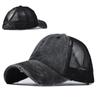 Cappellino da Baseball Coda di Cavallo Donna Uomo Cotone Motivo Patchwork Rete Cappello da Baseball Sportivo Cappellini Snapback Moda Cappello da Sole