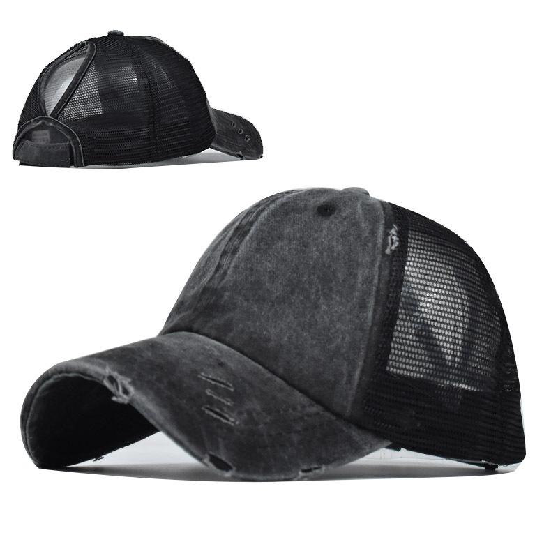 Cappellino da Baseball Coda di Cavallo Donna Uomo Cotone Motivo Patchwork Rete Cappello da Baseball Sportivo Cappellini Snapback Moda Cappello da Sole