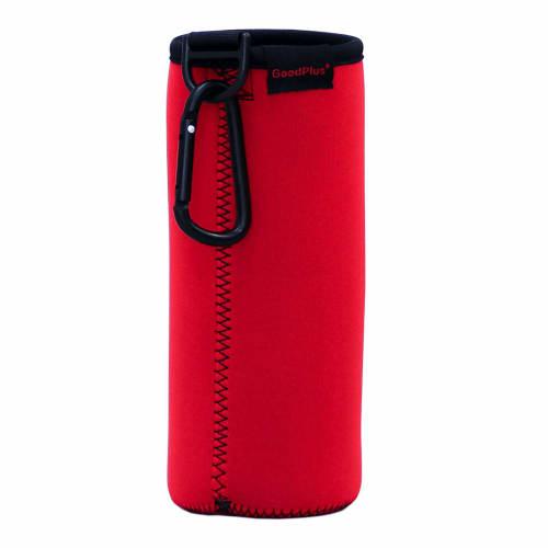 Good Plus Bottle Cover, 500ml Type [Black/Red Reversible] [Stretchy Wetsuit Material for a Perfect Fit] [Includes Aluminum Carabiner for Convenient Ha