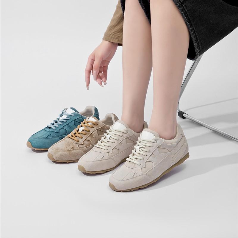 Women Sneakers Shoes  Genuine Leather Flat Women Moral Training Shoes Large Size Retro Casual Female Shoes