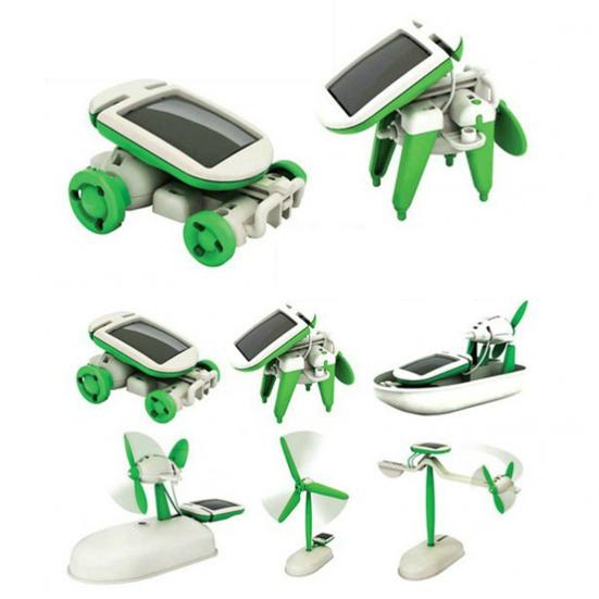 1 Sett 6-i-1 Solcelle Robot Leke DIY Håndlaget DIY Solcelledrevet Robot Hund Dampskip Vindmølle Bil Fly Modell Barn Vitenskapelig Utforskning Prosjekter STEM Leke