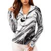 Sudadera Ligera con Cremallera para Mujer con Capucha y Bolsillos Manga Larga Chaqueta de Protección Solar Estampado Tie-Dye Ropa Exterior Informal