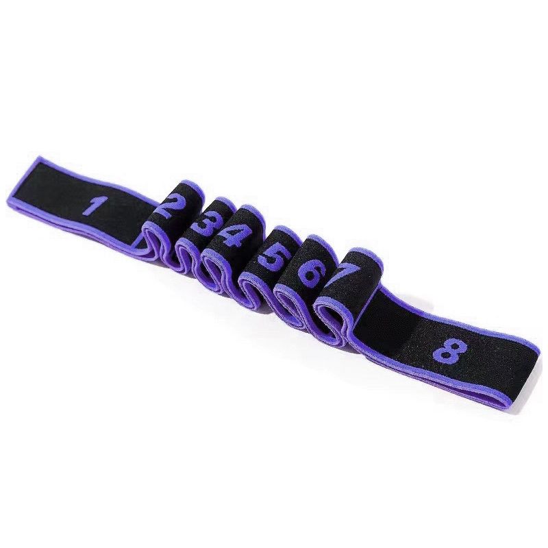 

Yoga Belt Yoga Multi-Segment Stretch Belt Latin Dance Elastic Band Correct Posture Tension Belt 8 Grid Elastic Elastic Band Purple-Yoga Band