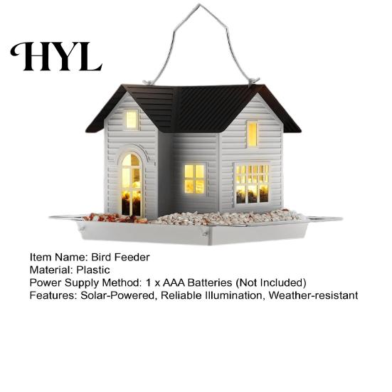 Weather-resistant Bird Feeder Hanging Metal House with Solar Lights for Dark Conditions Outdoor Lantern Garden Decor Unique Gifts Mom Grandma