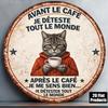 1pc 8x8in Vintage French Cat Metal Tin Sign Cute Pet Wall Art Round Plaque Home Cafe Decor