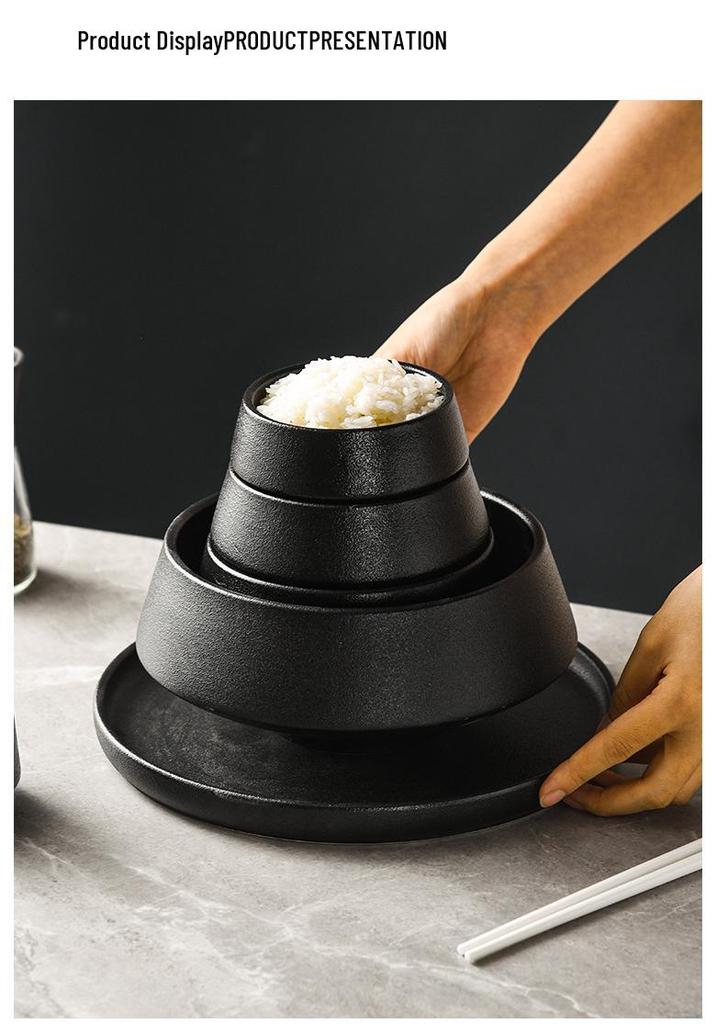 Clearance Retro Japanese Ceramic Bowl: Deep Rice, Soup, Salad, or Incense Cup for Hotel Catering or Entryway Decor