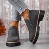 Women's Plus Size Autumn and Winter Beautiful and Versatile Block Heel Suede Side Zipper Fashion Boots