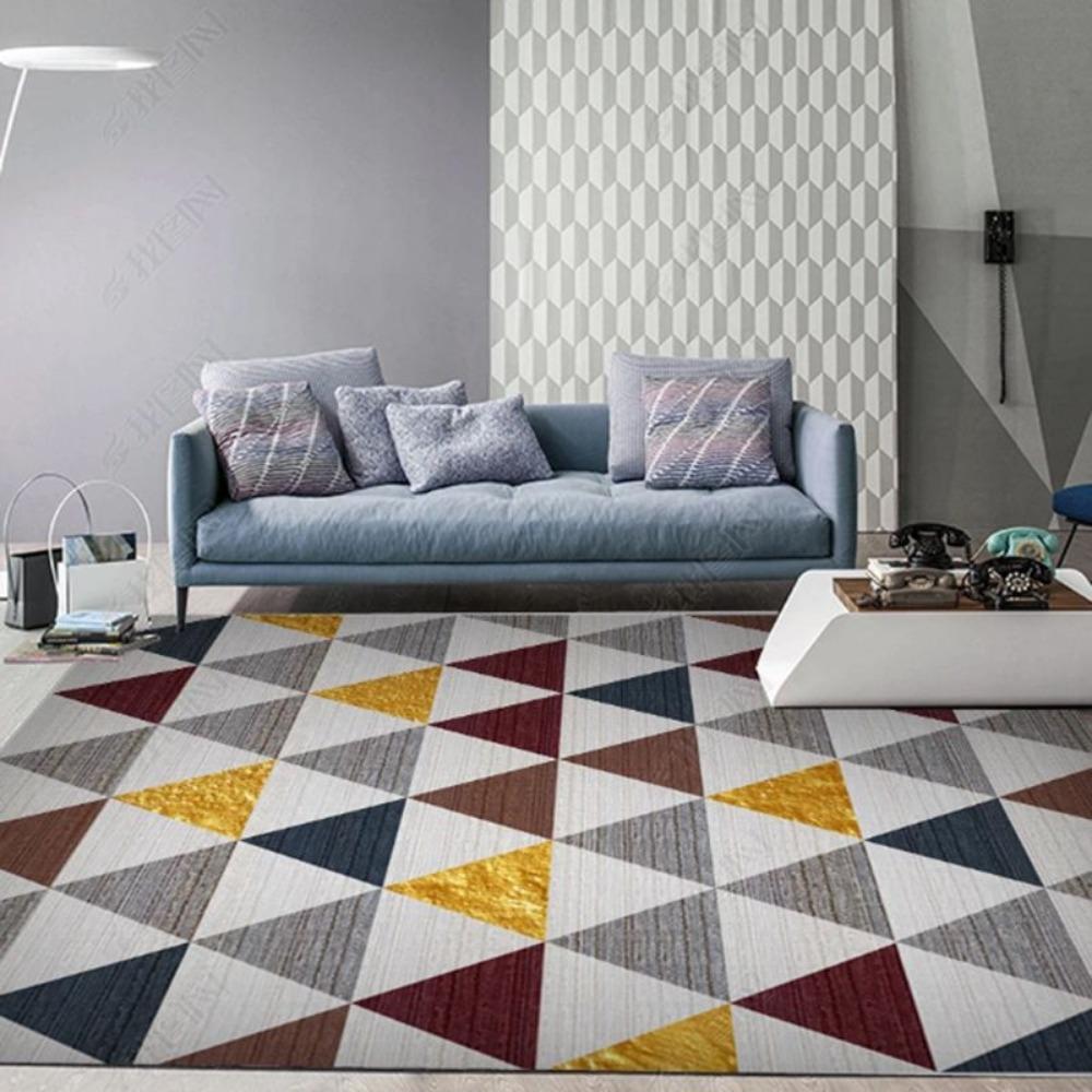 1pc Carpet Feather Geometry Print for Home Living Room Bedroom Decoration Non-slip Rug Floor Mat Surface Comfortable Carpet Gift