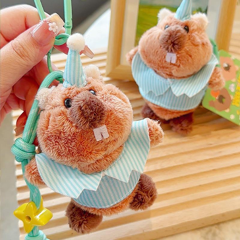 Clothes Groundhog Wearing Hats Cartoon Plush Keychain Daily Use Pendant Gifts