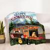 Happy Camper Adventure Blankets Are Suitable for Living Rooms,making Them an Ideal Choice for Outdoor Travel and Gifts.