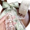 Beige 4cm Embroidered Lace Trim Bow for Hair Accessories, Lolita Ornaments, Bouquet Decoration, Ribbon Craft.