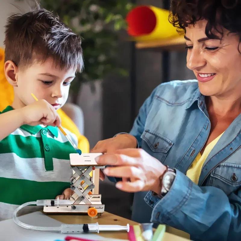 Kids Hydraulic Lift Stem Toy, Diy Physics Experiment Kit For Science Projects, Hands-On Educational Building Model For Ages 8-12