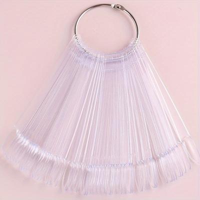 50pcs/set Manicure Display Board, False Nails, Short Oval with Iron Ring, Fan-Shaped Color Card, Nail Polish Color Card Tool