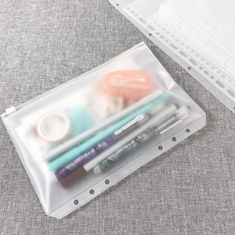 5pcs Transparent Zipper PVC Storage Bag Antioxidant Matte A5/A6 Cash Envelope Information Storage Folder School Office Supplies