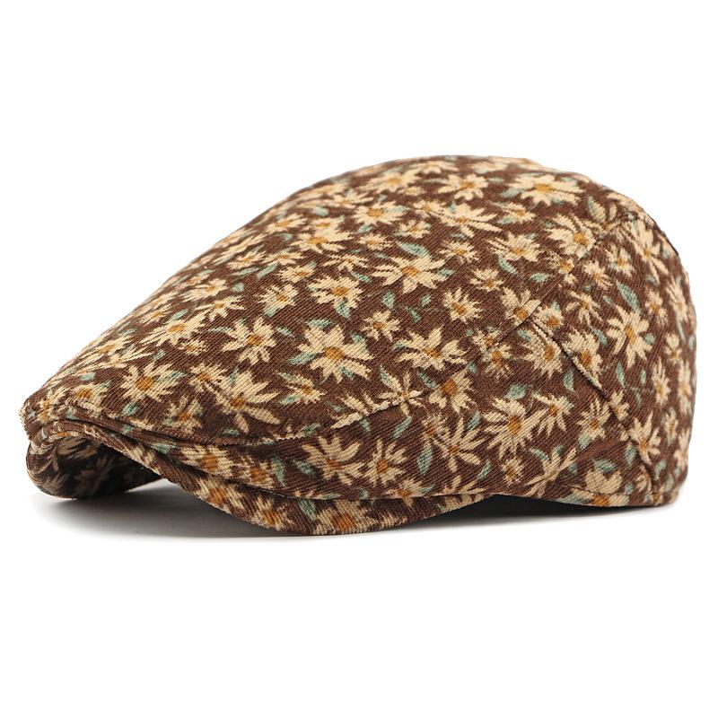Frühlings-Herbst Baskenmütze Damen Kordmütze Leopardenmuster Schirmmütze