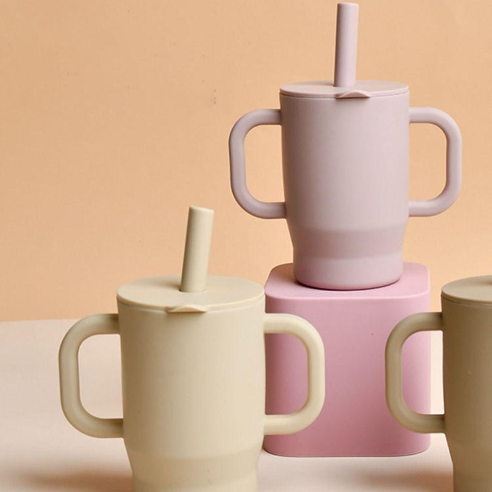 Heat-resistant Baby Straw Cup Food Grade Silicone Baby Training Cup Feeding Cup Milk