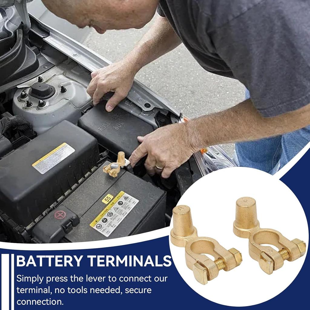 1 Pair Battery Terminal Connector, Car Battery Disconnect Terminal SAE To JIS Positive Negative Top Post Battery Terminal for Auto