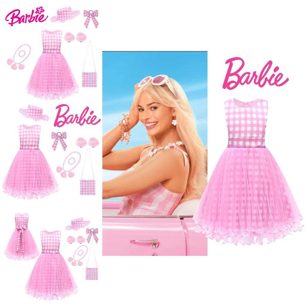Adorable Barbie Princess Pink Sleeveless Dress With Matching Accessories