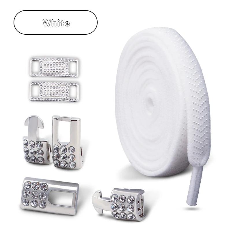 Tennis Silver Diamond Buckle Shoelaces No Tie Shoe Laces Elastic Laces Sneakers Without Ties Flat Shoelace for Shoes Accessories
