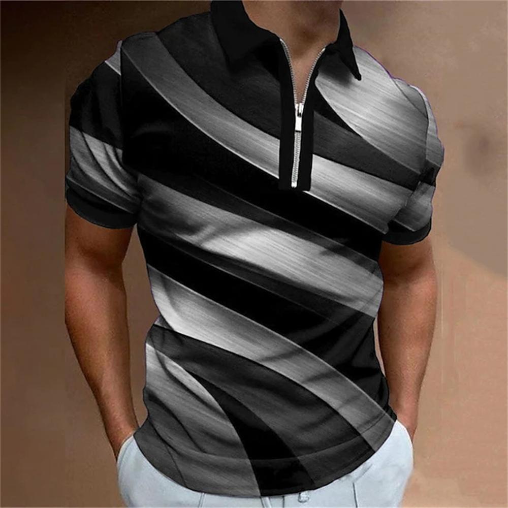 Men's Printed T-shirt, Short Sleeved Polo Shirt, Luxurious Style, Quick Drying, Oversized Top