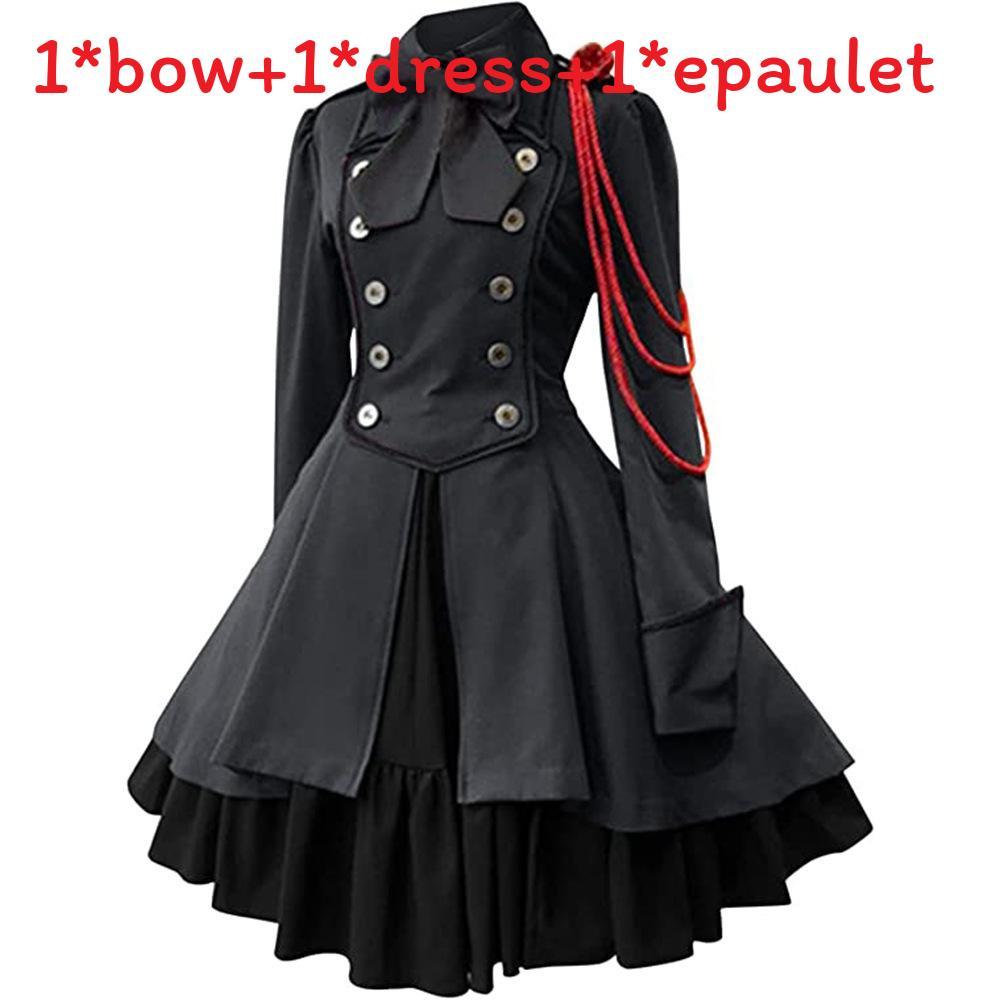 Medieval Renaissance Gothic Dress With Ruffled Collar For Cosplay And Fantasy Role Play