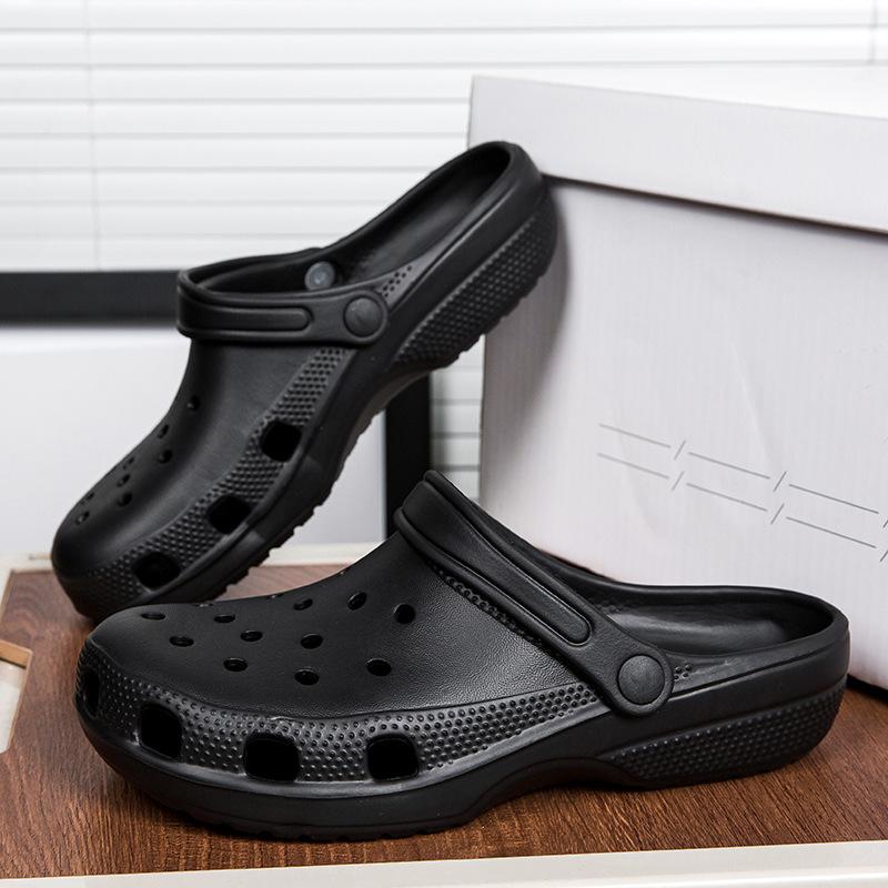 Summer Couples Cave Shoes Non-slip Soft Bottom Breathable Outside Wear Half Baotou Drag Men's Casual Two Wear Beach Sandals Slippers