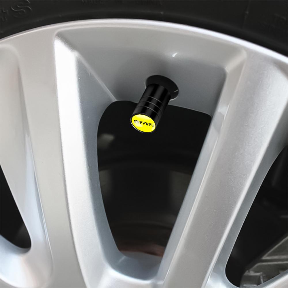4Pcs Car Logo Wheel Valve Caps Stem Covers Auto Exterior Accessories For Ferrari F1 458 488 SF90 Stradale SF90Spider 296 GTB 296 WM2