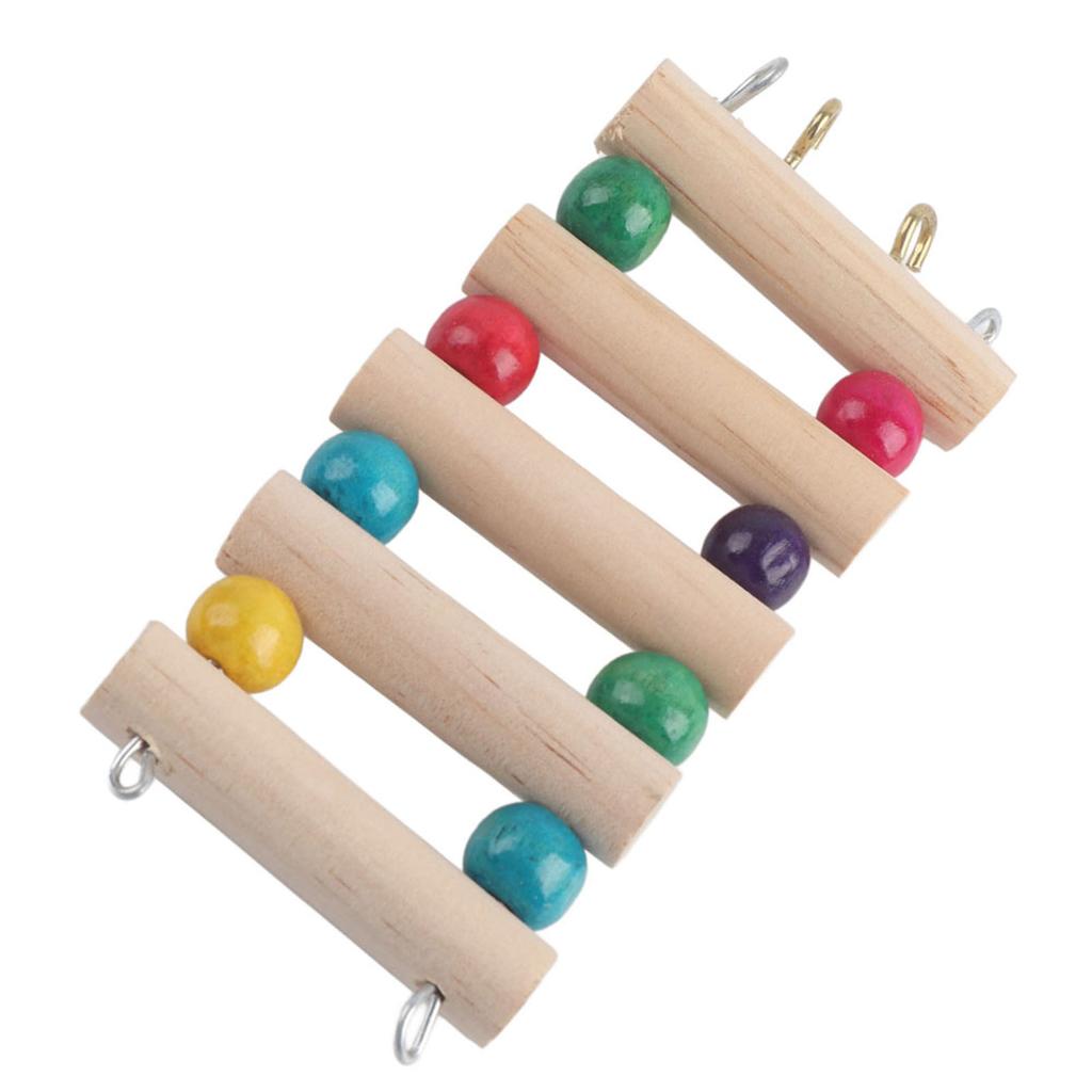 Pet Ladder Bridge Wood Climbing Swing Portable Mouse Hamster   Canary Pet Toys (5Steps S)