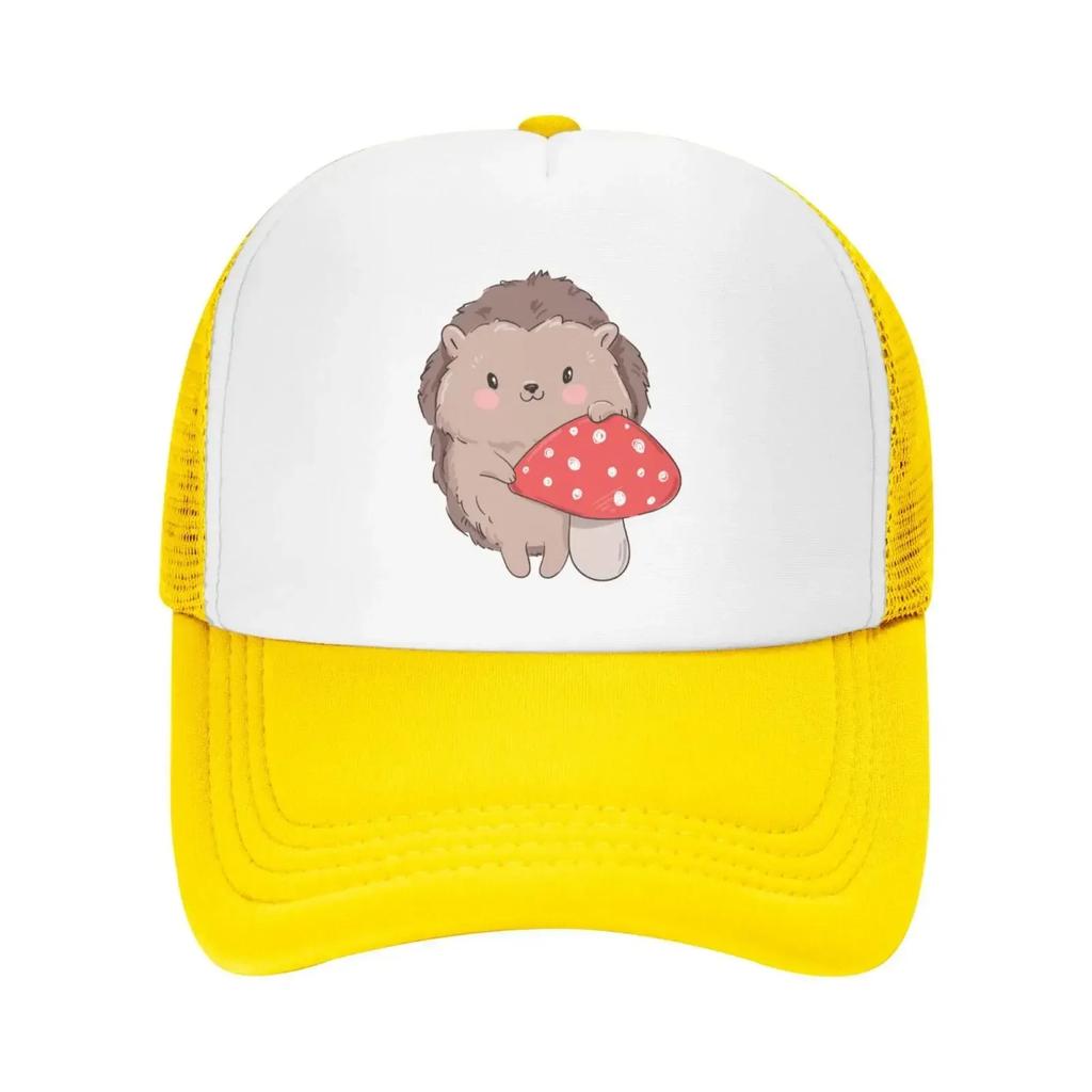 Mesh Dad Hat Adjustable Washed Hedgehog Mushroom Baseball Dad Cap Funny Distressed Ball Trucker Cap For Women Men Unisex