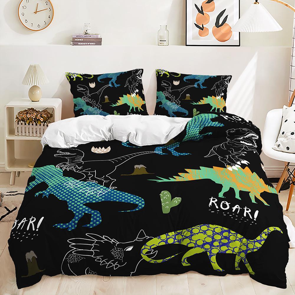 Bed Three-Piece Illustration Landscape Animal Quilt Cover 3D Digital Printing Kit